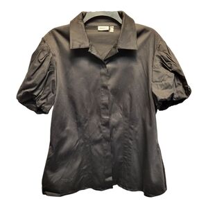 DKNYC Black Puff Sleeve Button Down Shirt - Size 16